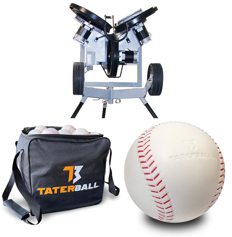 Hack Attack Baseball Machine + Taterball baseballs + Taterball Ball Bag