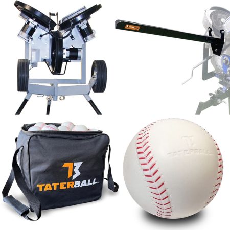 Hack Attack Baseball Machine + Pro Chute + Taterball baseballs + Taterball Ball Bag