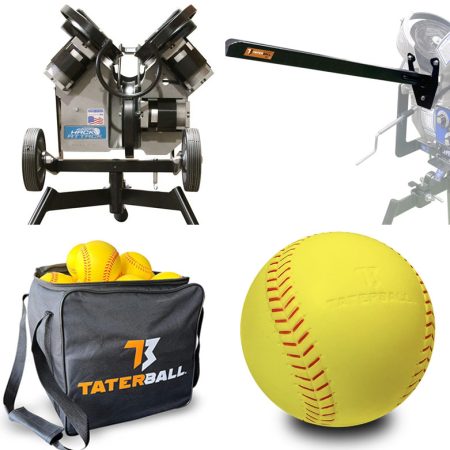 Junior Hack Attack Softball Machine + Pro Chute + Taterball softballs + Taterball Ball Bag